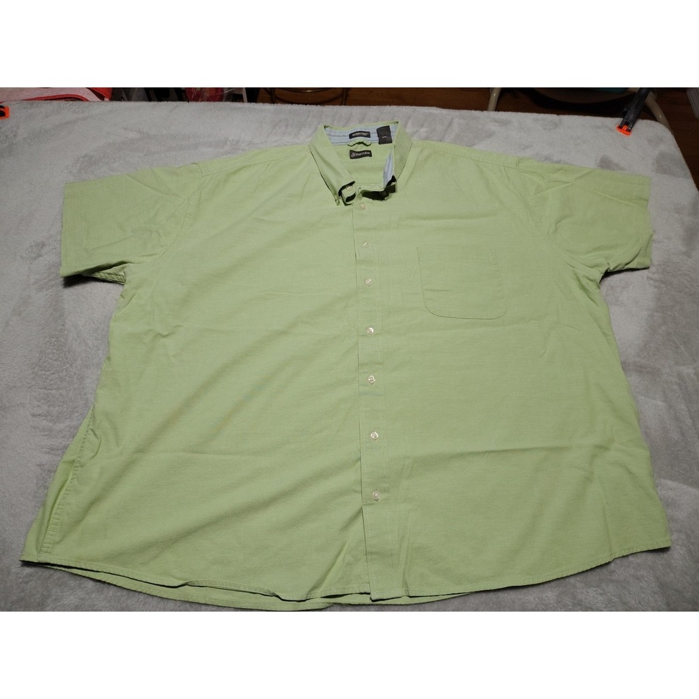 St John's Bay‎ Shirt Men 3XLT Green Cotton Short Sleeve Nerd Office Dad Work